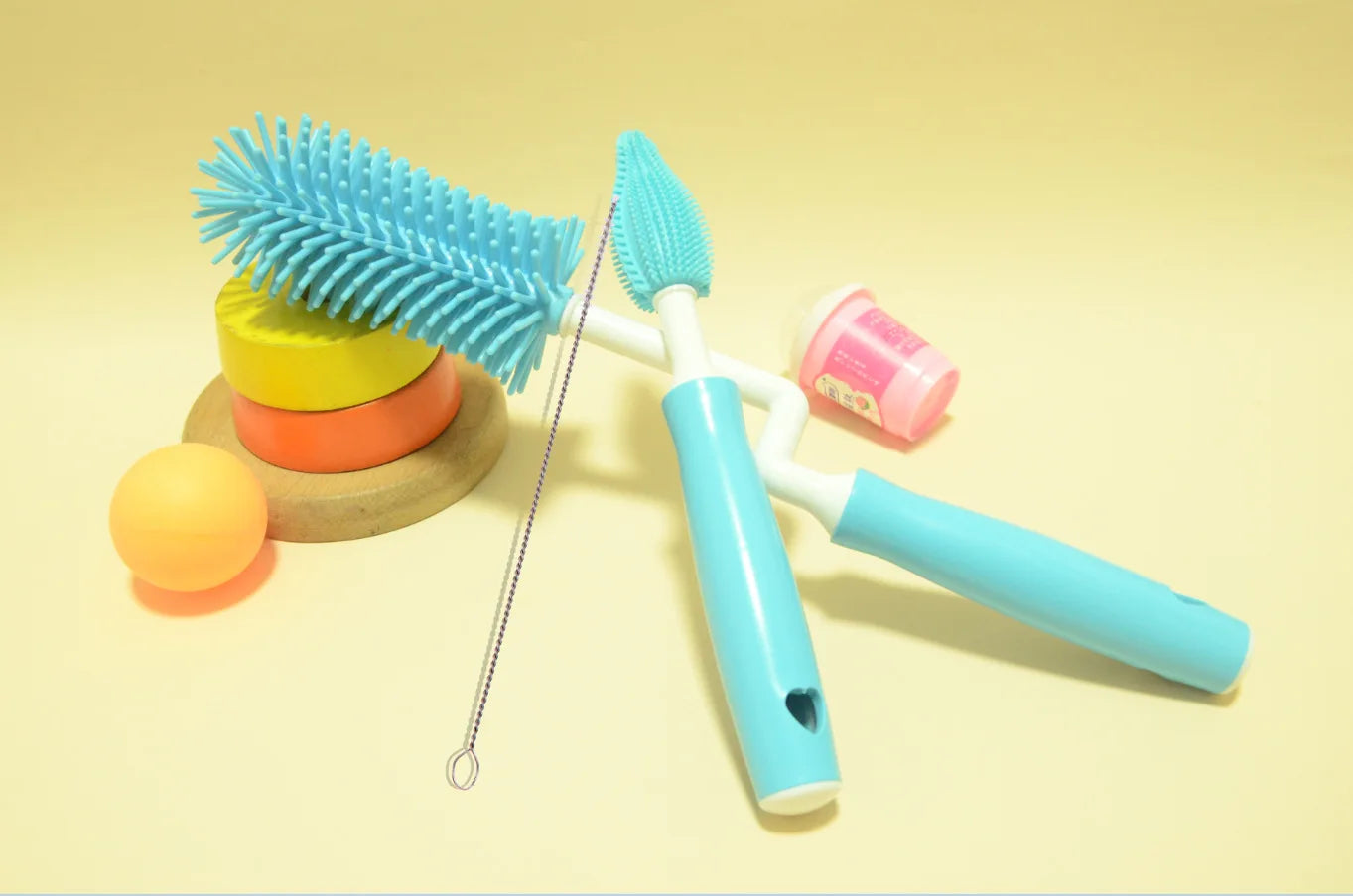 Silicone Baby Bottle Cleaning Brush Set with Straw and Pacifier Cleaner - 10