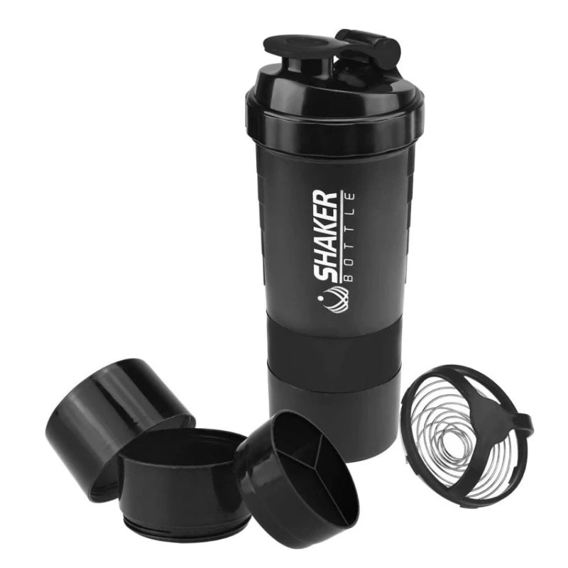 3-Layer Protein Shaker Bottle Leak Proof Fitness Mixer Cup 600ml - 2