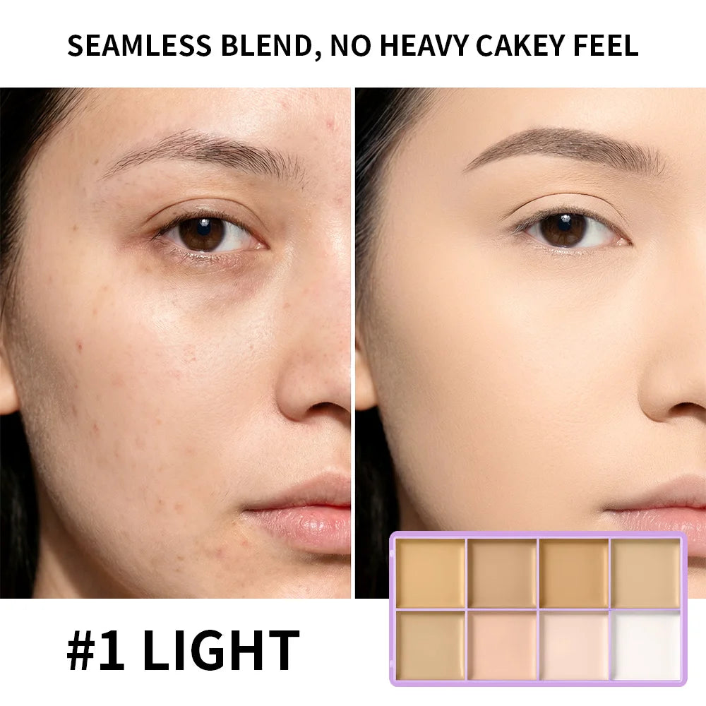 8 Shade Cream Concealer Palette Waterproof Full Coverage Makeup Kit - 11