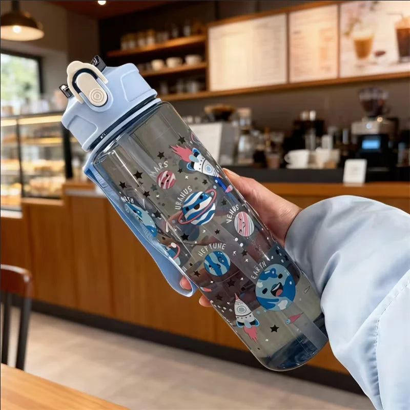 750ml Cartoon Water Bottle Portable Leak Proof Sport Straw Cup - 13