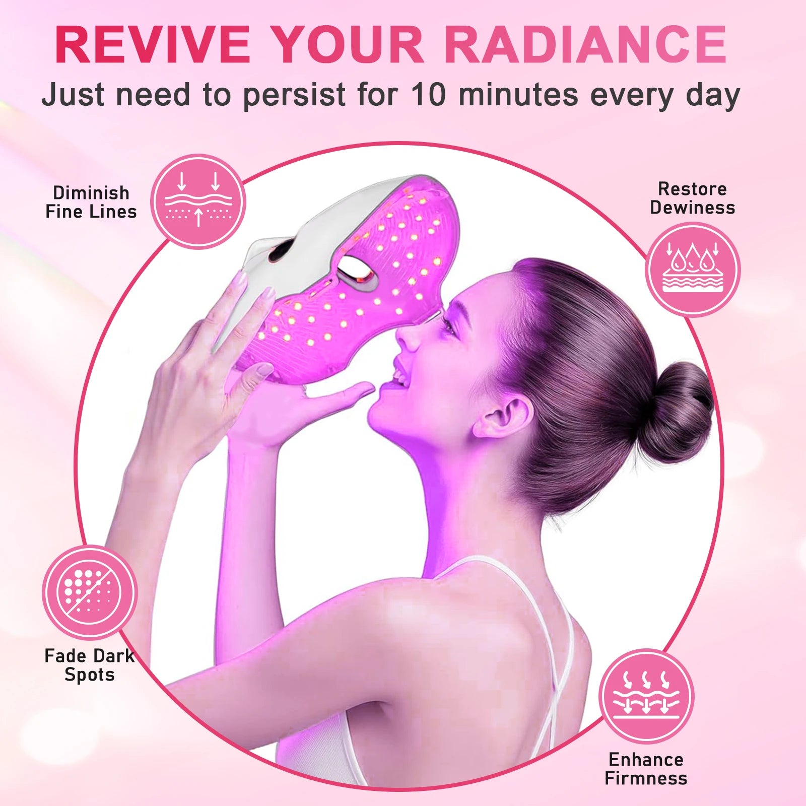 7 in 1 Cordless LED Photon Facial Mask Skin Rejuvenation Tool - 10