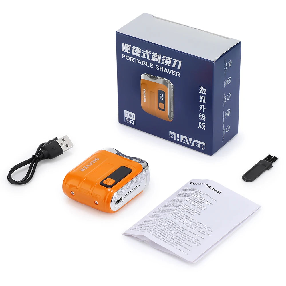 Electric Smart Shaver Mini Beard Trimmer Rotary Travel Razor - 13