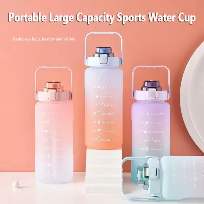 Motivational Water Bottle with Time Marker Leakproof Sport Fitness Jug - 4