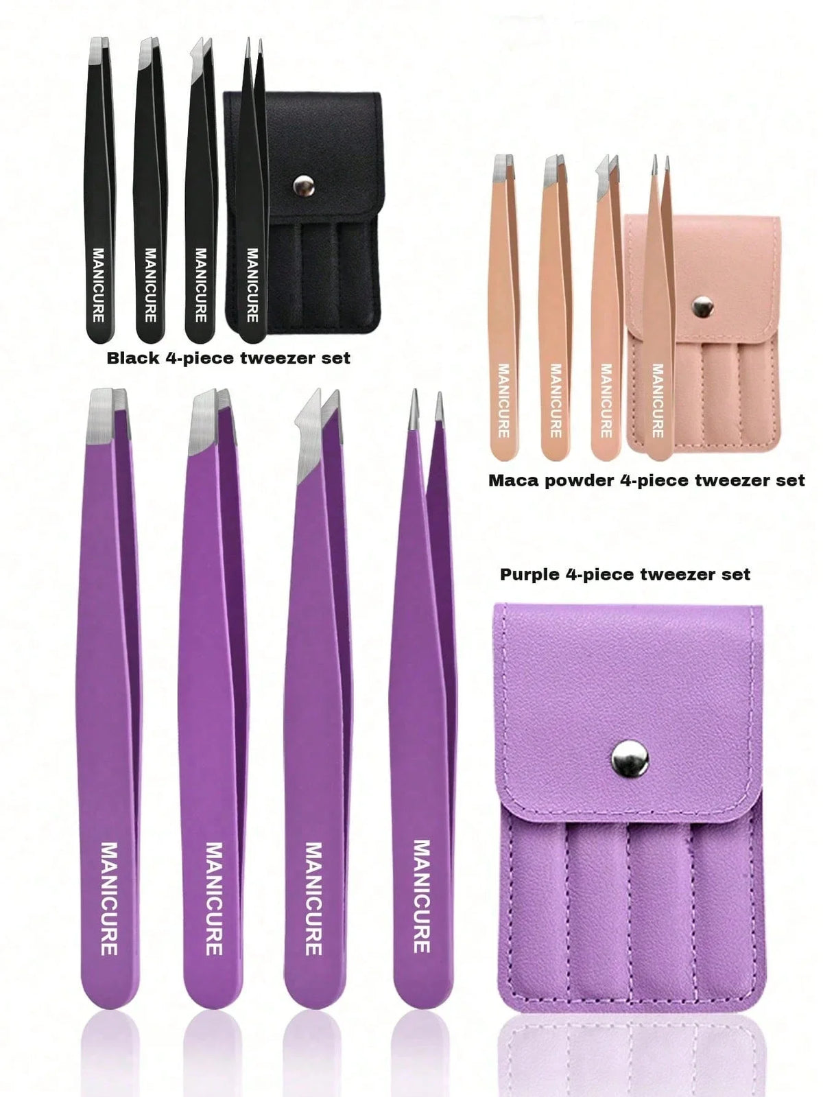4pc Professional Stainless Steel Tweezer Set Precision Crafting Tools
