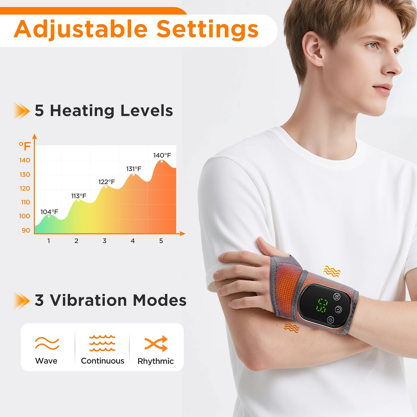 Cordless Heated Wrist Brace & Vibration Massager Wrap - 7