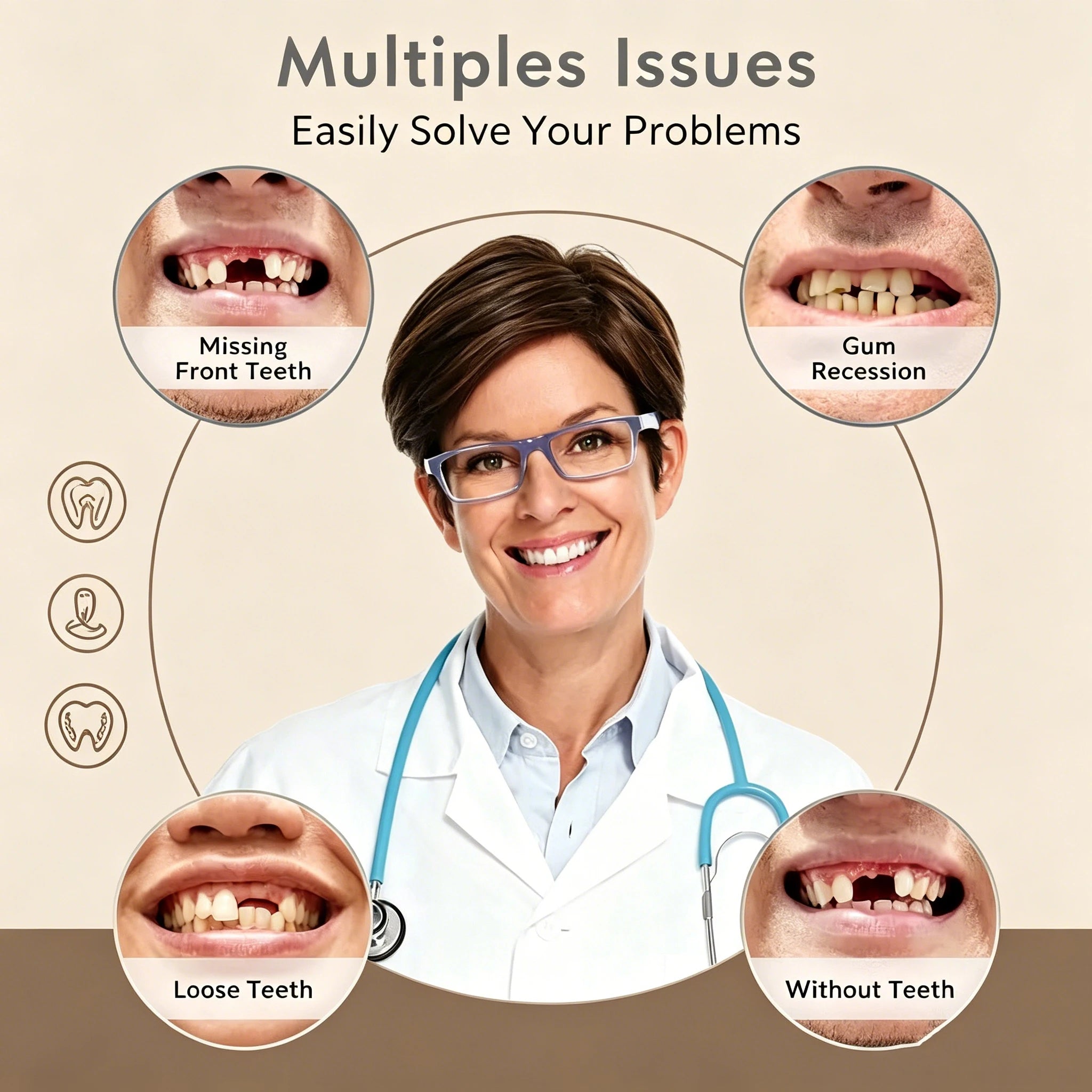 Soft Silicone Upper Lower Dentures False Teeth Bright Smile Appliance - 3