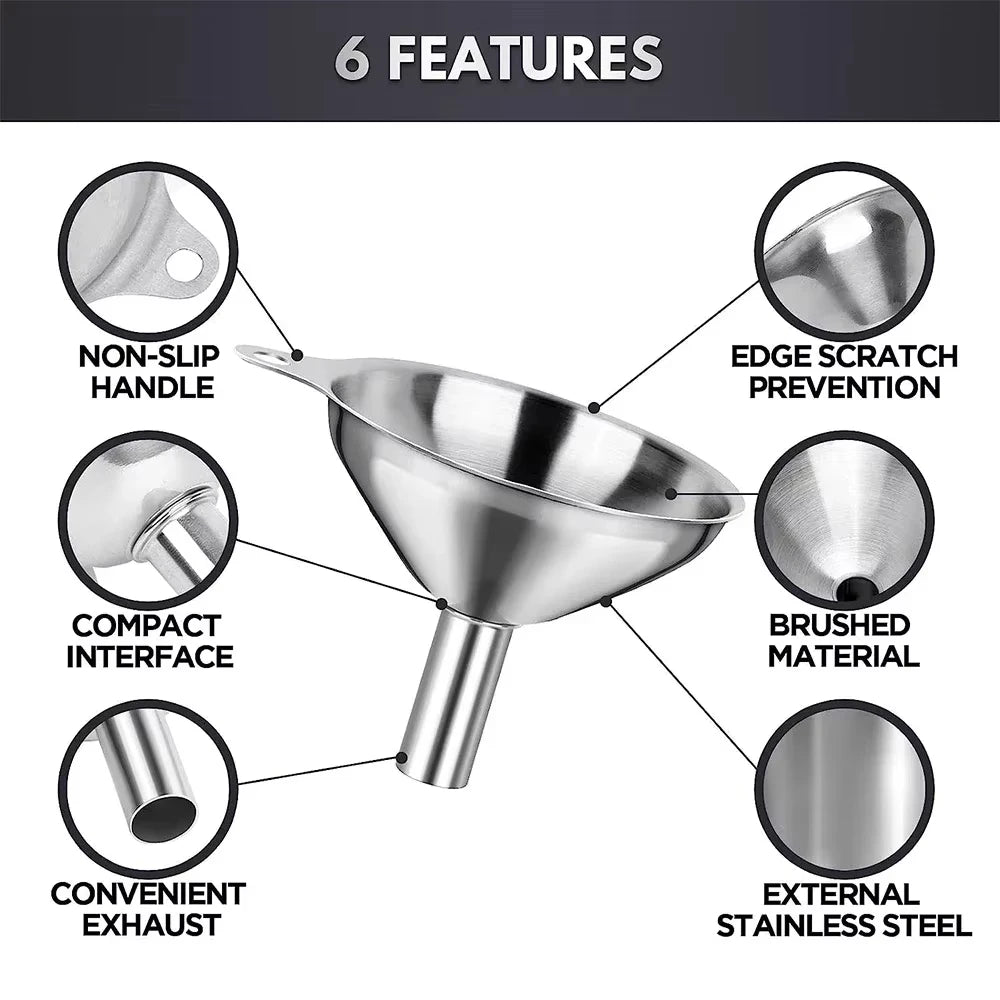Stainless Steel Kitchen Funnel Set for Liquids and Spices Transfer - 5