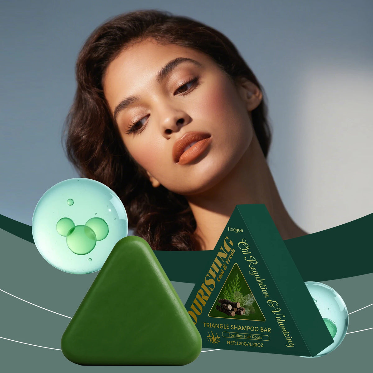 Triangle Green Hair Growth Shampoo Bar Herbal Anti Hair Loss Soap