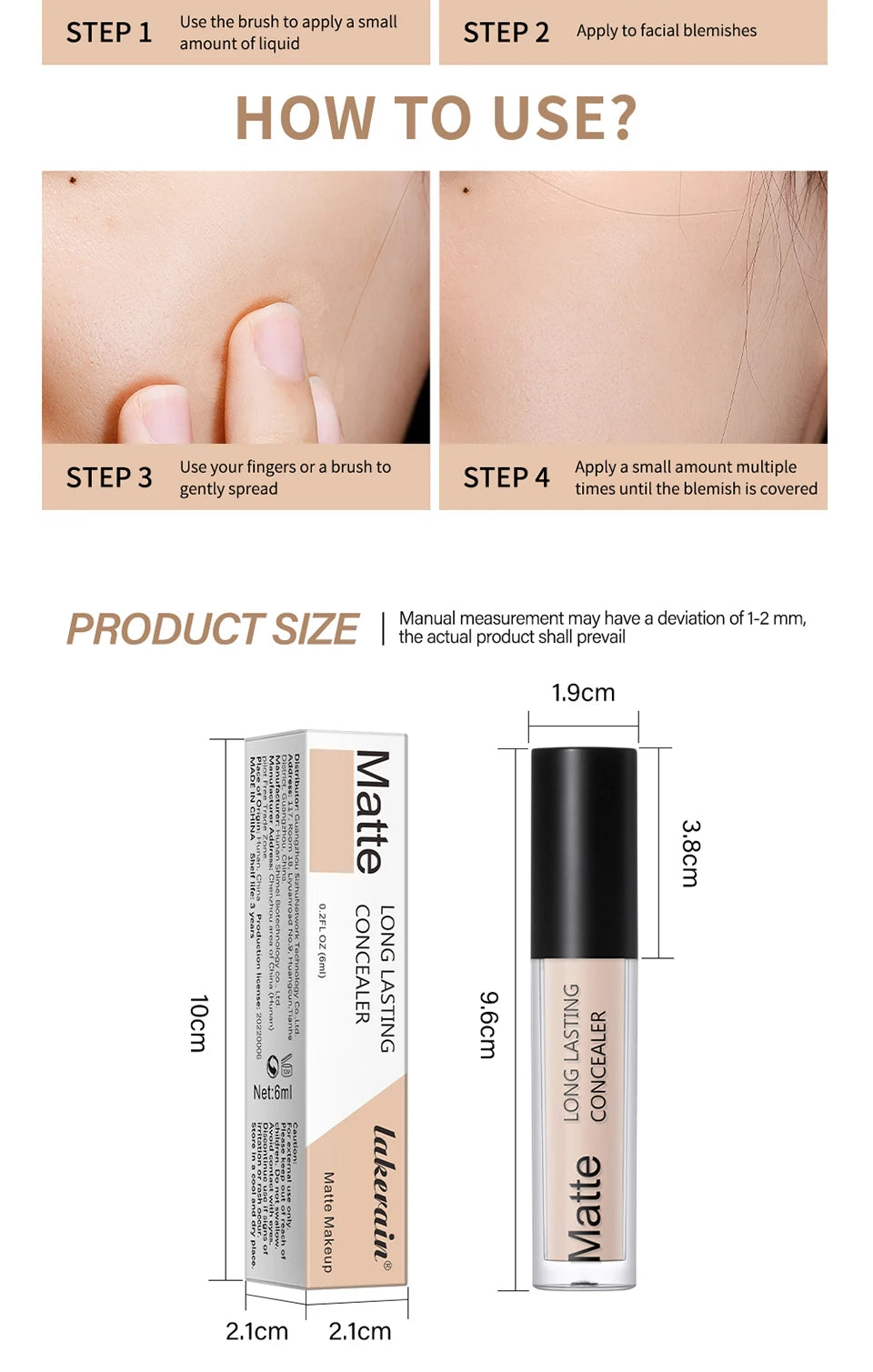 Long Lasting Full Coverage Liquid Matte Concealer Makeup