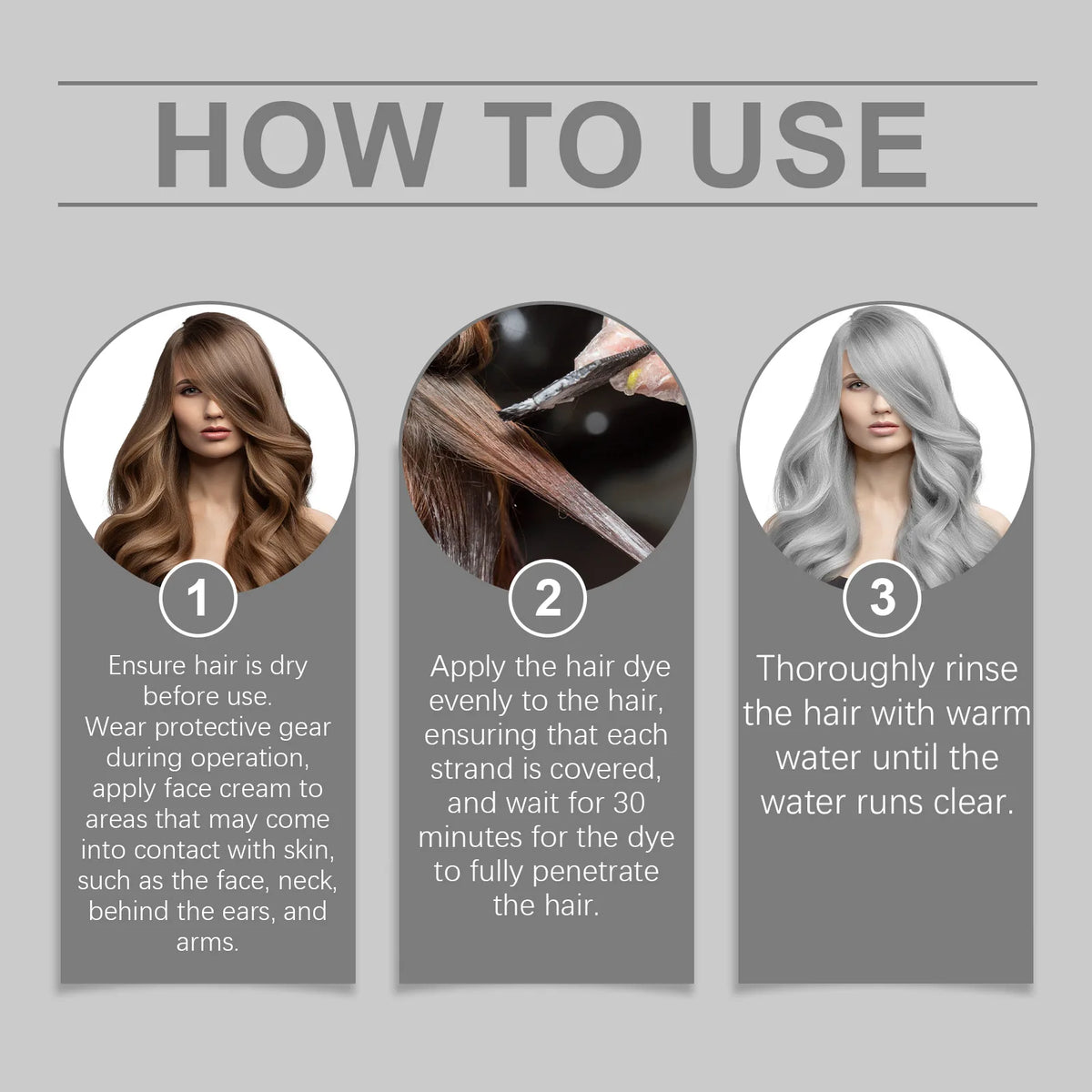 Gray Hair Dye Permanent Coloring Cream Silver Shampoo