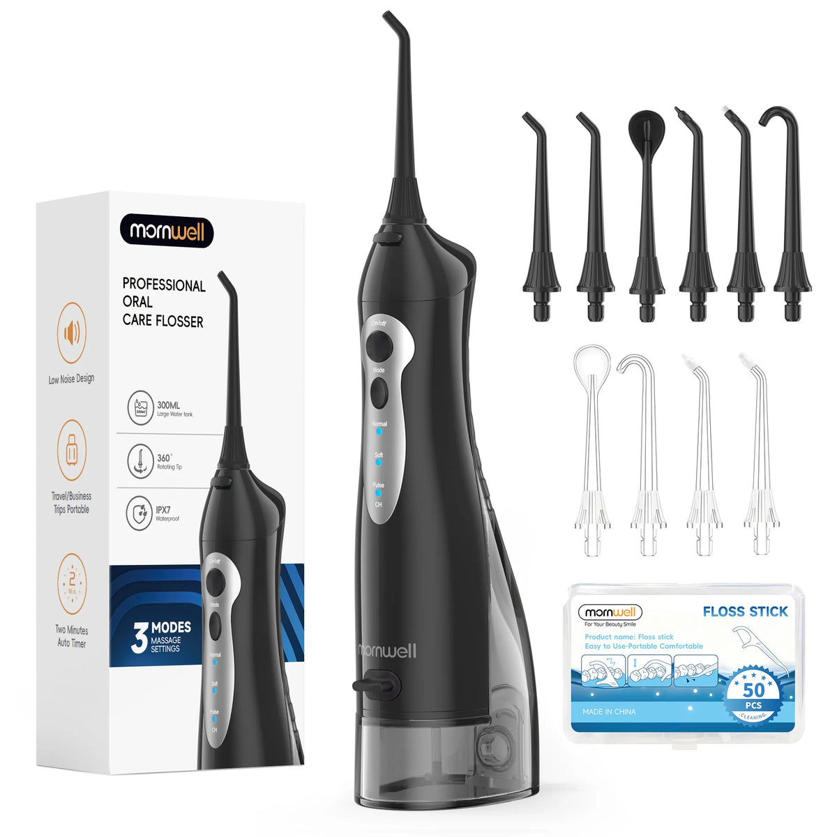 Mornwell D52 Portable Water Flosser USB Rechargeable Teeth Cleaner
