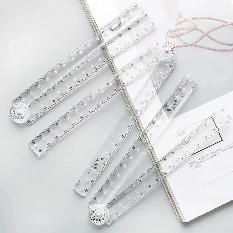 Folding Protractor Ruler Transparent Angle Measuring Tool for Students - 4
