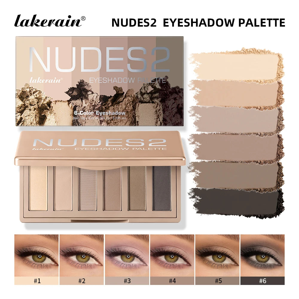 6-Color Eyeshadow Palette Matte Neutral Nude Blendable Eye Makeup - 19