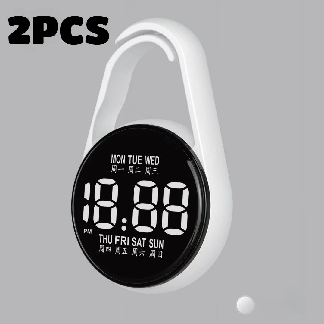 2PC LED Digital Hanging Pocket Watch Waterproof Luminous Carabiner Clock - 14