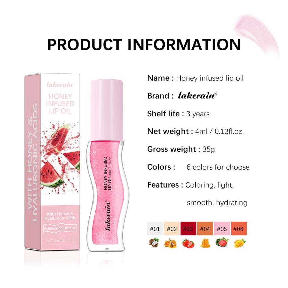 Lakerain Honey Infused Moisturizing Lip Gloss Oil - 17
