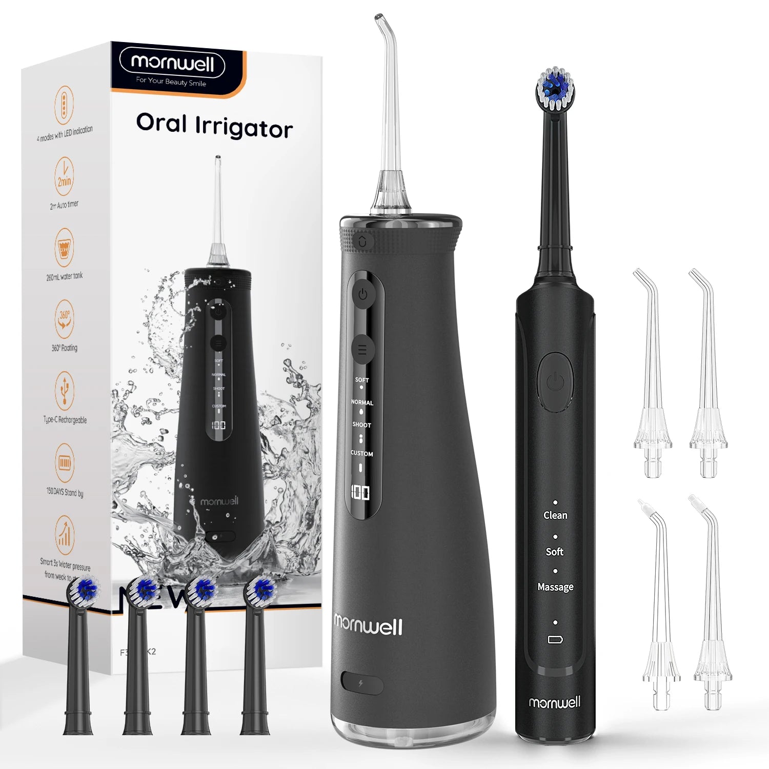 Electric Toothbrush Water Flosser Combo Oral Irrigator Kit - 20