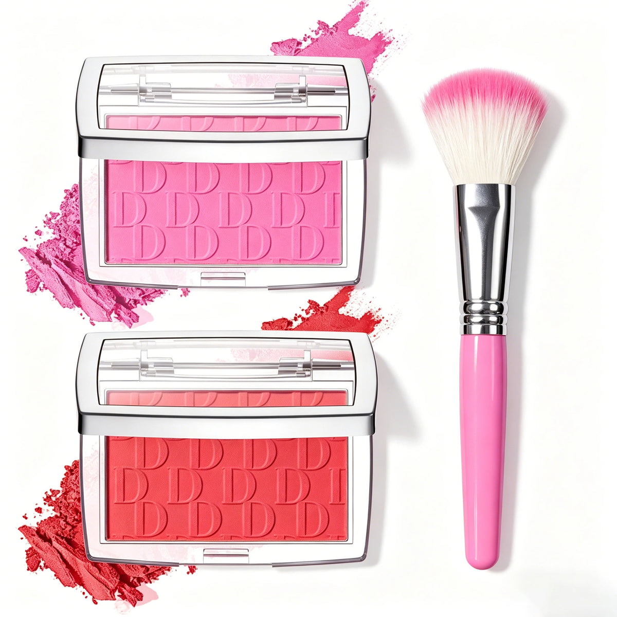 Matte Embossed Blush Palette and Brush Set