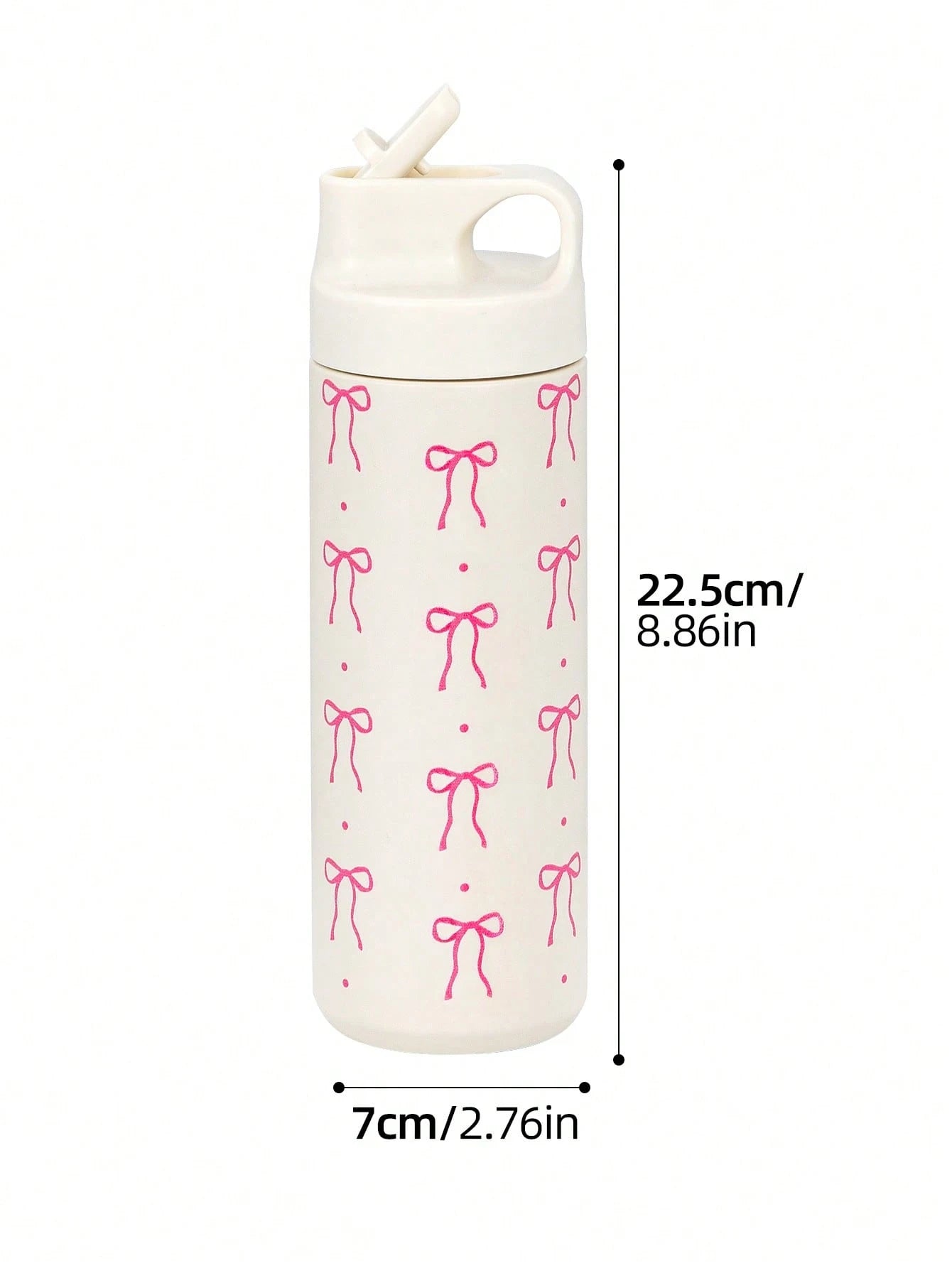 500ml Bow Print Insulated Stainless Steel Tumbler Cup with Straw - 13