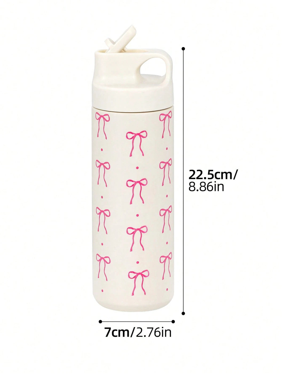 500ml Bow Print Insulated Stainless Steel Tumbler Cup with Straw