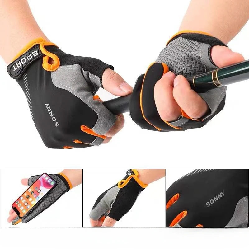 Anti-Slip Fishing Gloves Two Finger Cut Breathable Outdoor Sport Gear - 4