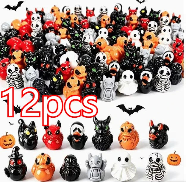 48Pcs Halloween Duck Figurines Mini Ghost Resin Ornaments for Fairy Garden - 15