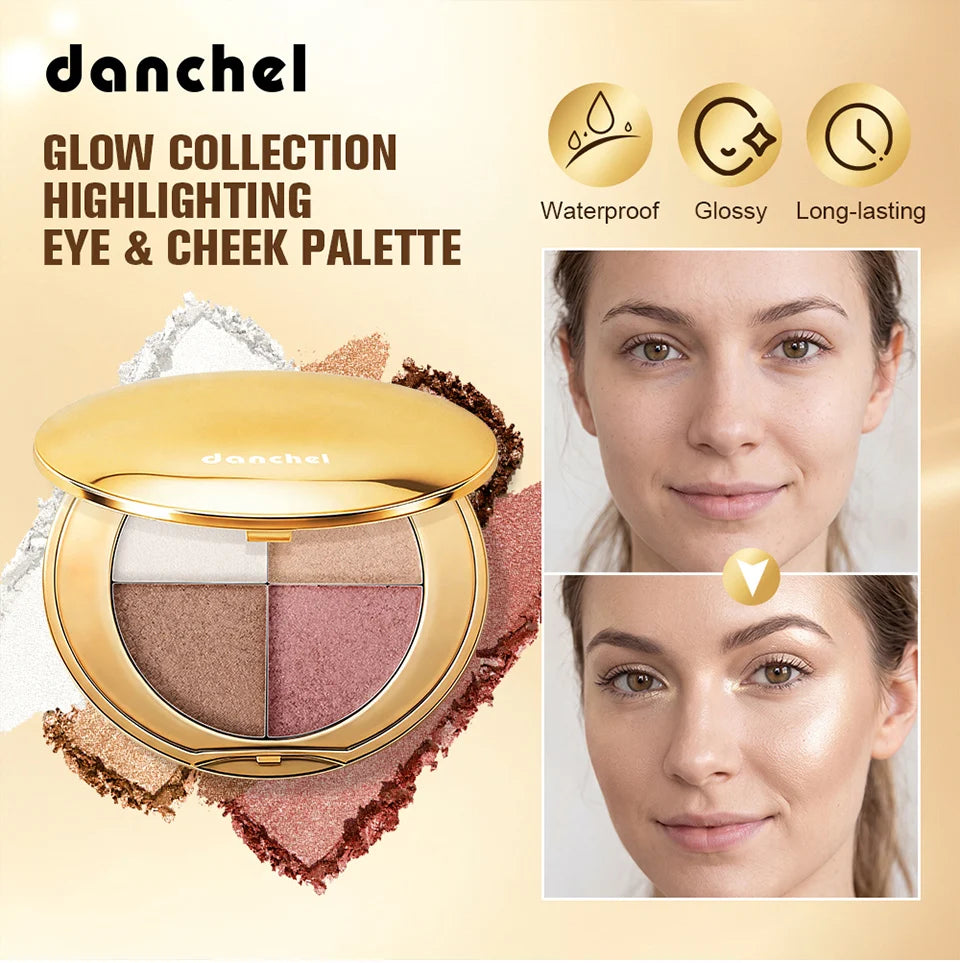 2-in-1 Highlighting Eye & Cheek Palette Shimmer Makeup Powder - 7