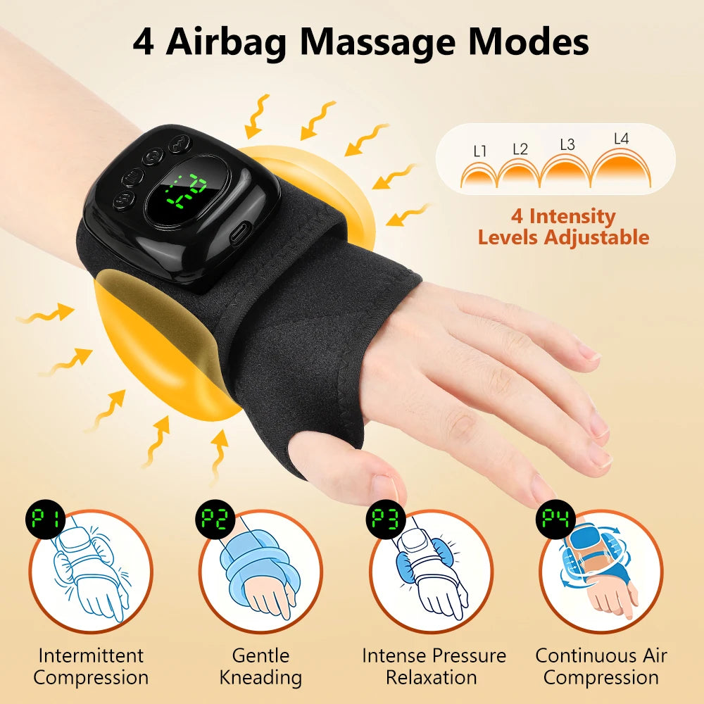 Cordless Heated Wrist Massager Air Compression Hand Wrap