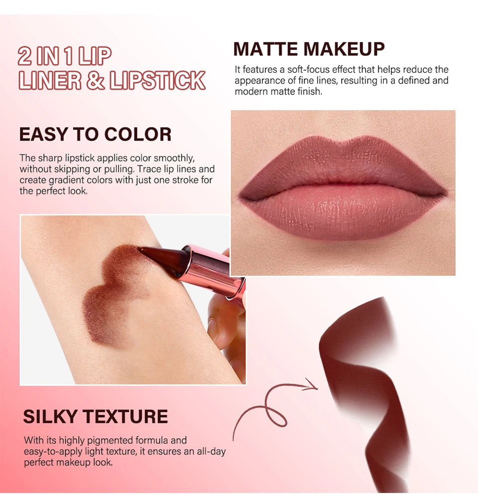 Gradient Lip Liner Lipstick Waterproof Matte Makeup - 18