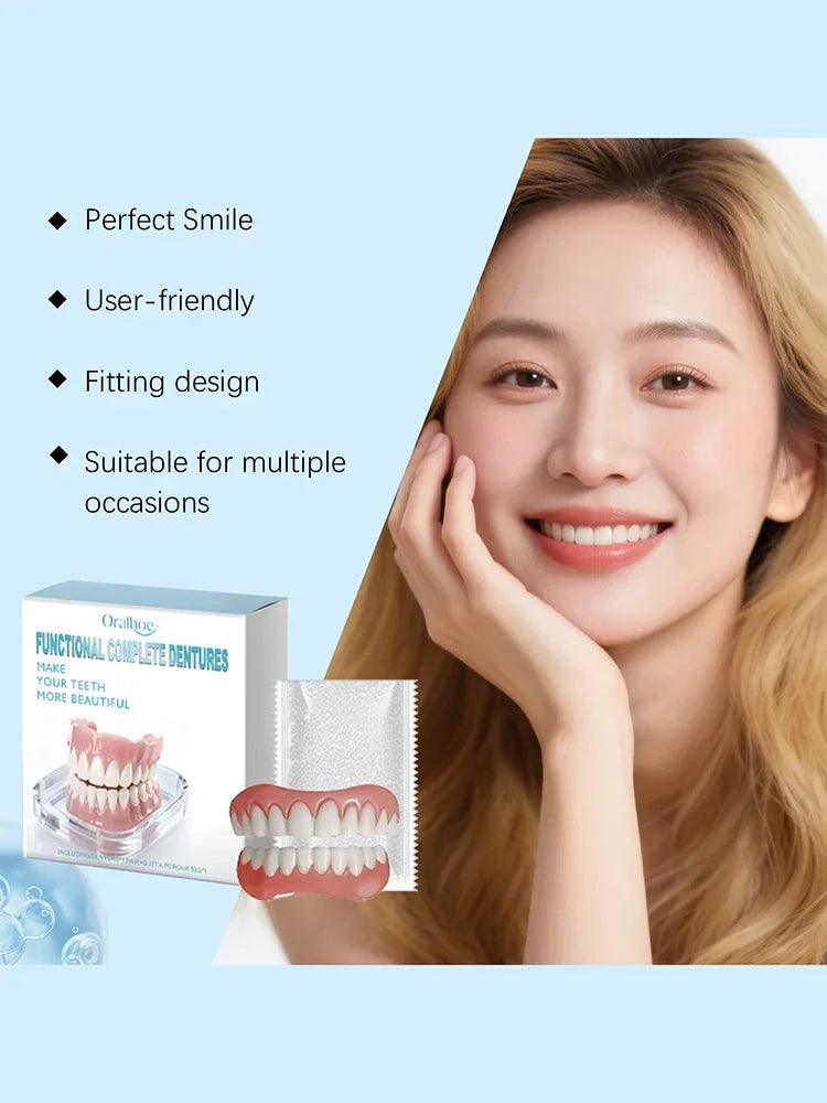 Instant Smile Dentures Full Set Silicone Veneers Fake Teeth Upper Lower - 14