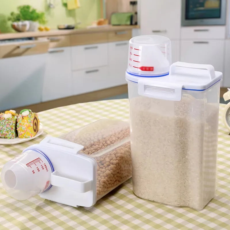 4 Pack Airtight Rice Storage Container Set with Measuring Cup Dispenser - 3