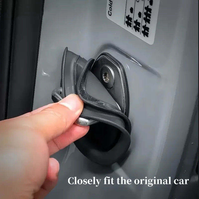 4PCS Car Door Lock Covers Shock Absorber Anti Collision Silicone Pads