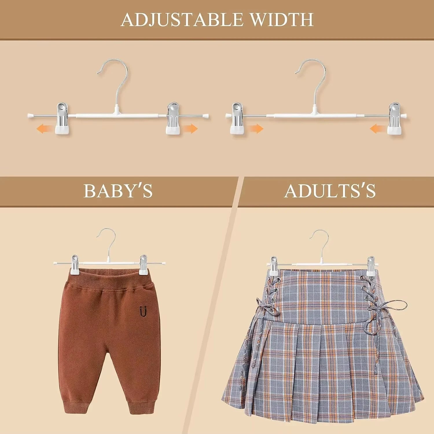 Non-Slip Stainless Steel Pants Hangers with Clips for Skirts and Jeans - 15