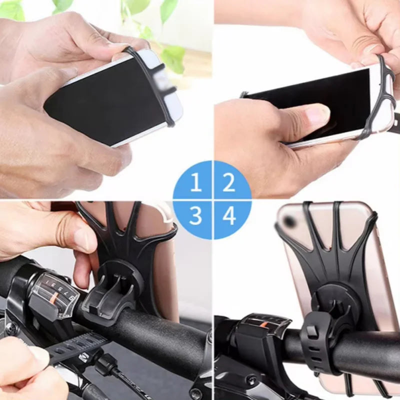 Universal Silicone Bicycle Phone Holder Anti-Slip Handlebar Mount - 6