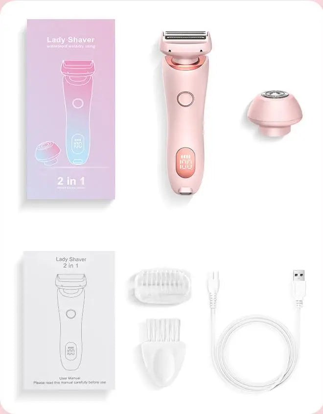 2 in 1 Women Electric Shaver Dual Head Bikini Trimmer Hair Remover - 17