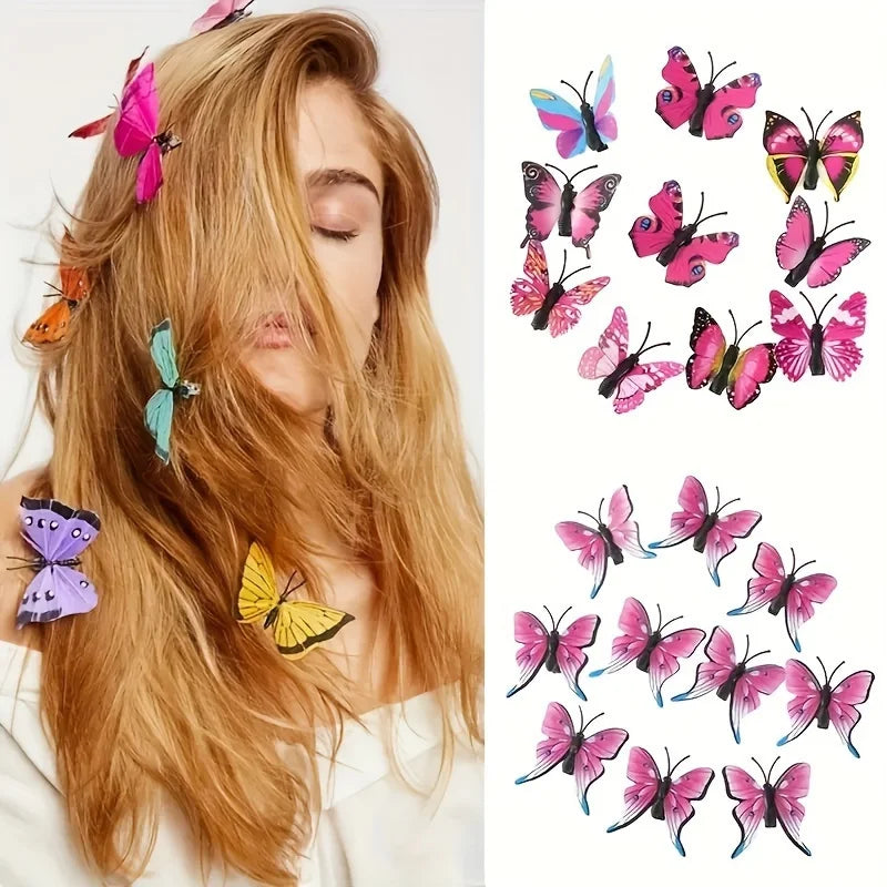 10Pc Butterfly Hair Clips 3D Simulation Cute Barrettes for Girls Women