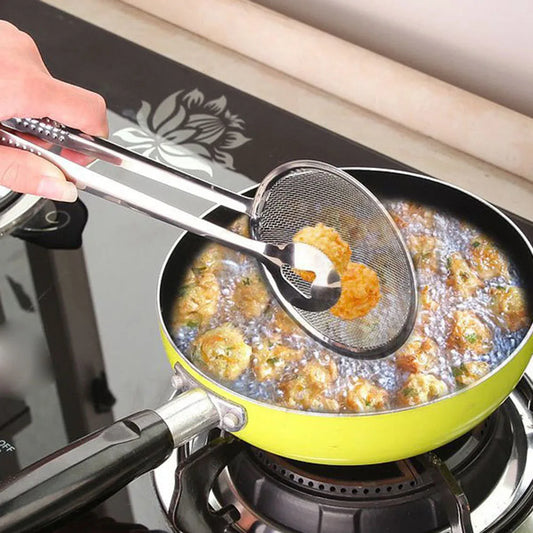 Stainless Steel Frying Strainer Tongs Oil Filter Food Clip Kitchen Tool