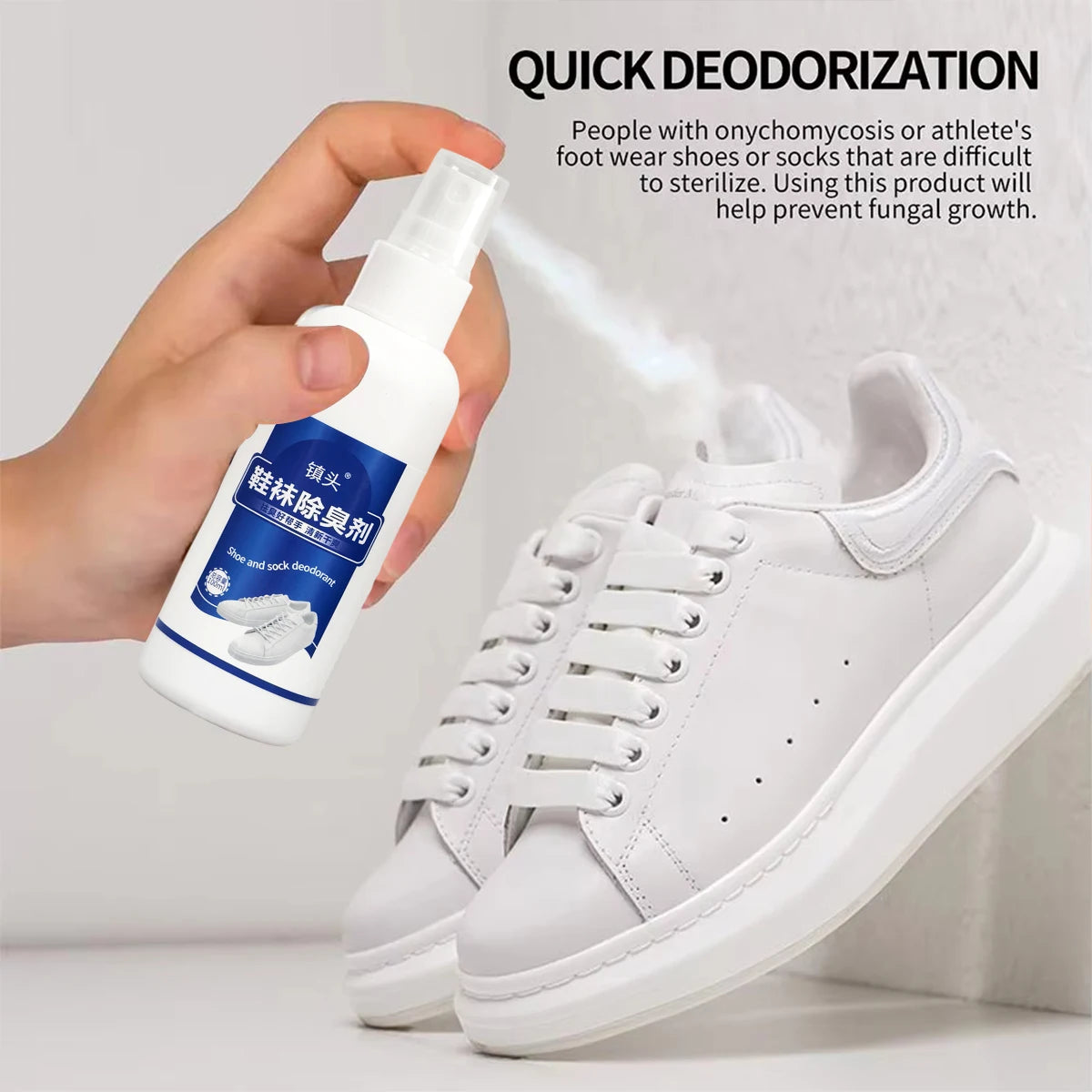 Shoe and Sock Deodorizing Spray Antibacterial Footwear Odor Remover