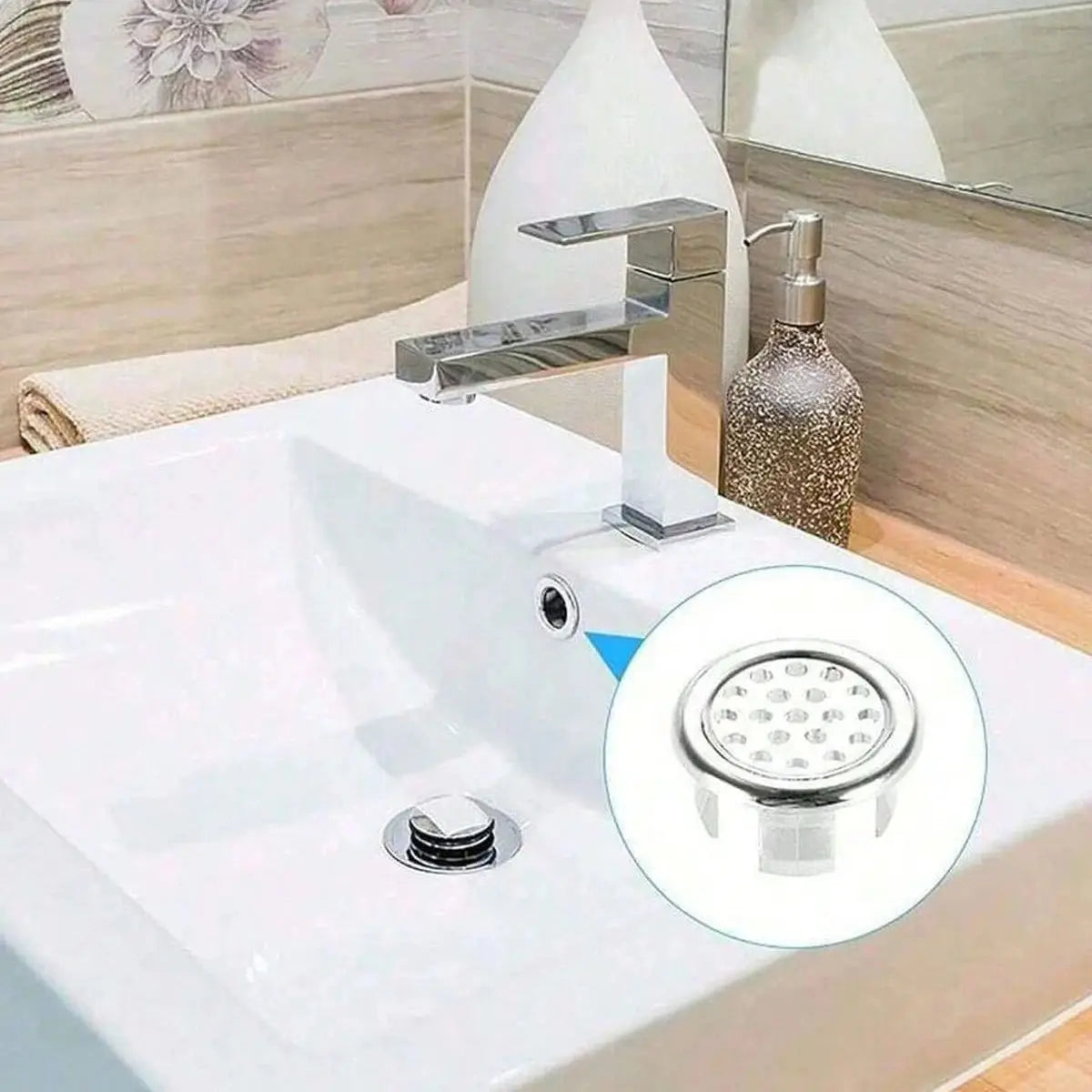 Bathroom Sink Overflow Cover Ring Chrome Basin Drain Cap Replacement - 2
