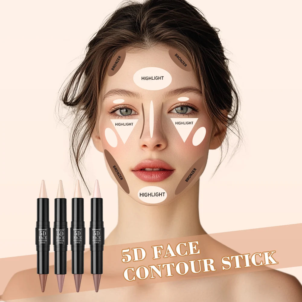 Dual-Ended Contour & Highlighter Stick Waterproof Face Bronzer