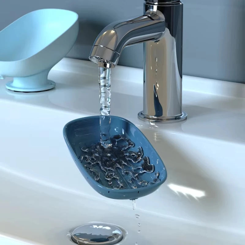 Suction Cup Soap Holder Drain Dish for Bathroom Kitchen Sponge Organizer