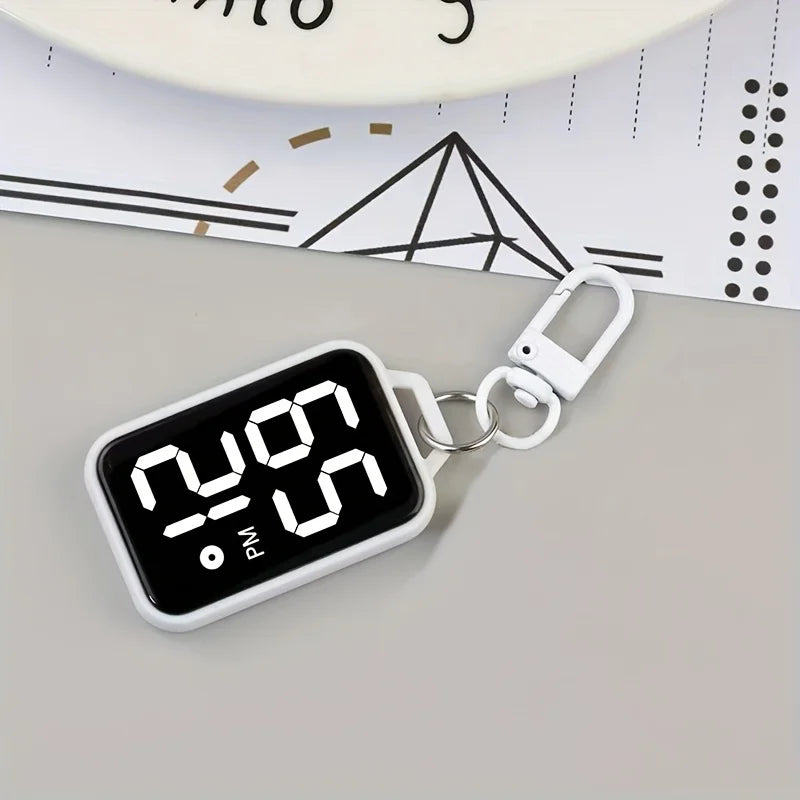 LED Digital Keychain Watch Portable Electronic Pendant Clock