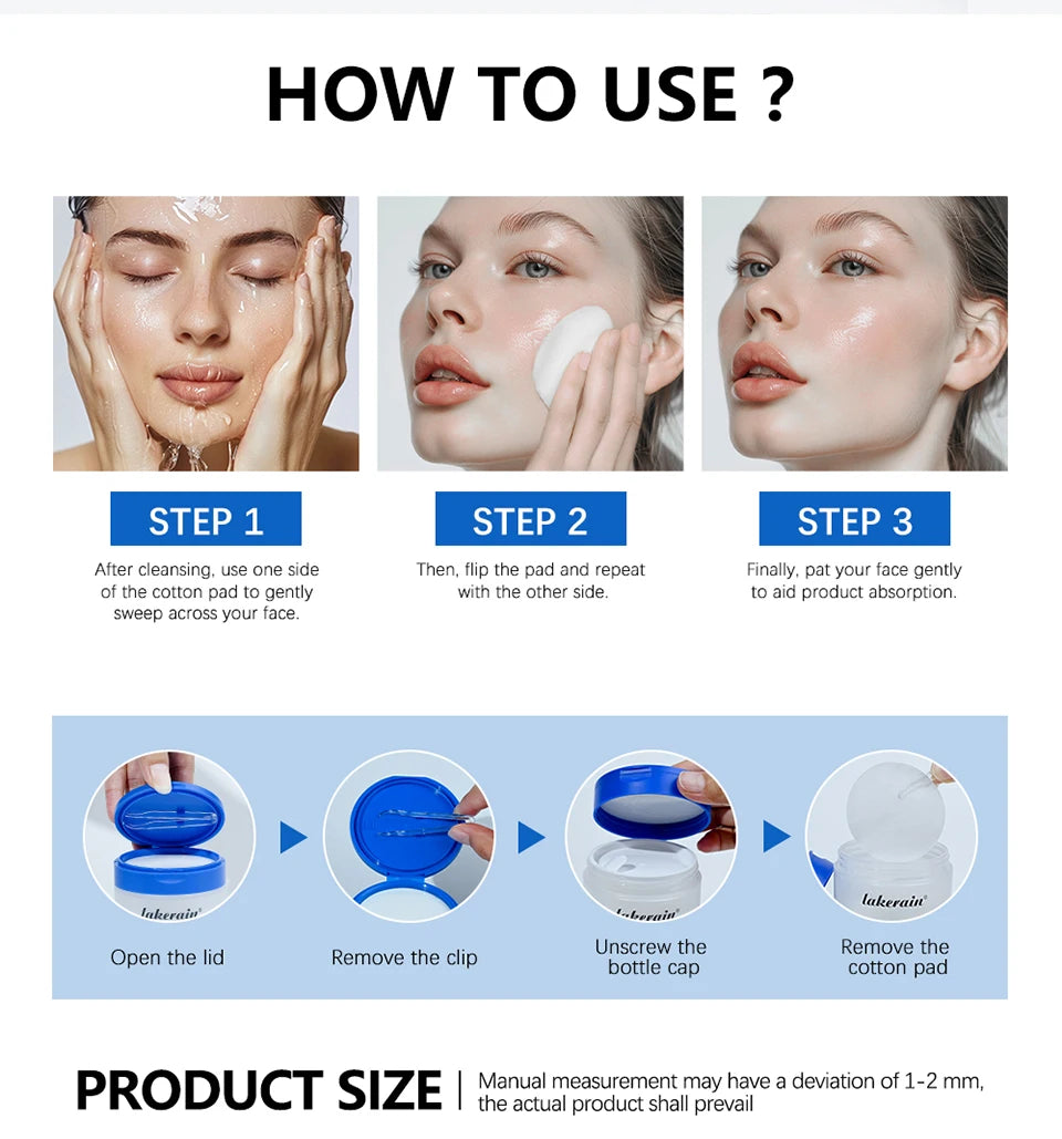 Lakerain Pore Toner Pad and Pink Peptide Facial Serum Skincare Set - 14