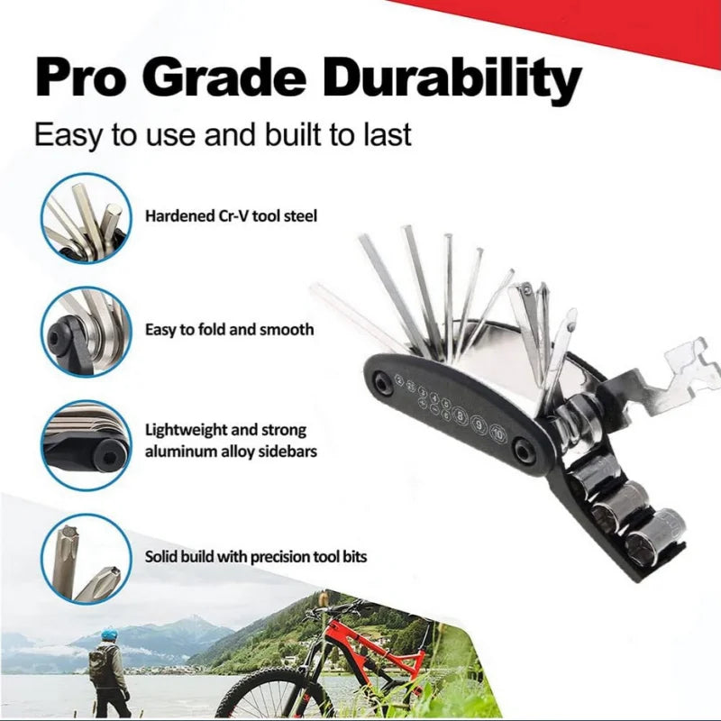 16-in-1 Bike Multitool Portable Cycling Repair Kit for Mountain Road Bikes - 3