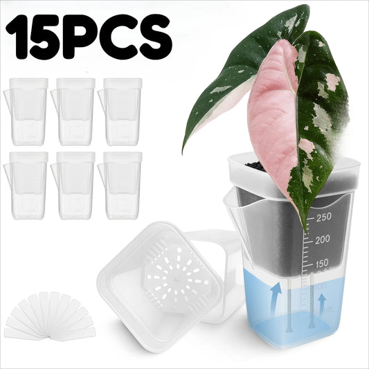 15pcs Self Watering Plant Pots Translucent Seedling Planters for Cuttings