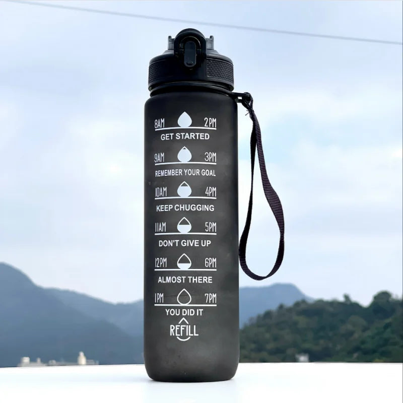 Gradient Sports Water Bottle with Time Marker and Straw Leakproof