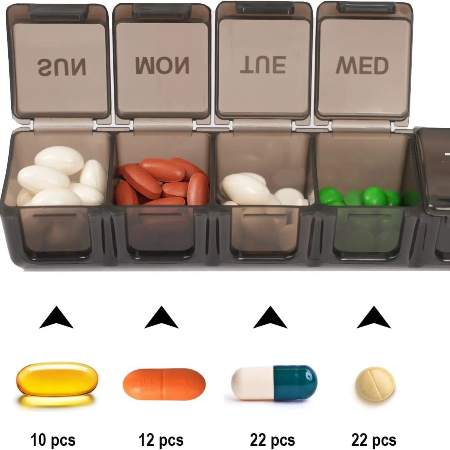 7 Day Weekly Pill Organizer Tablet Medicine Storage Case 2 Pack - 2