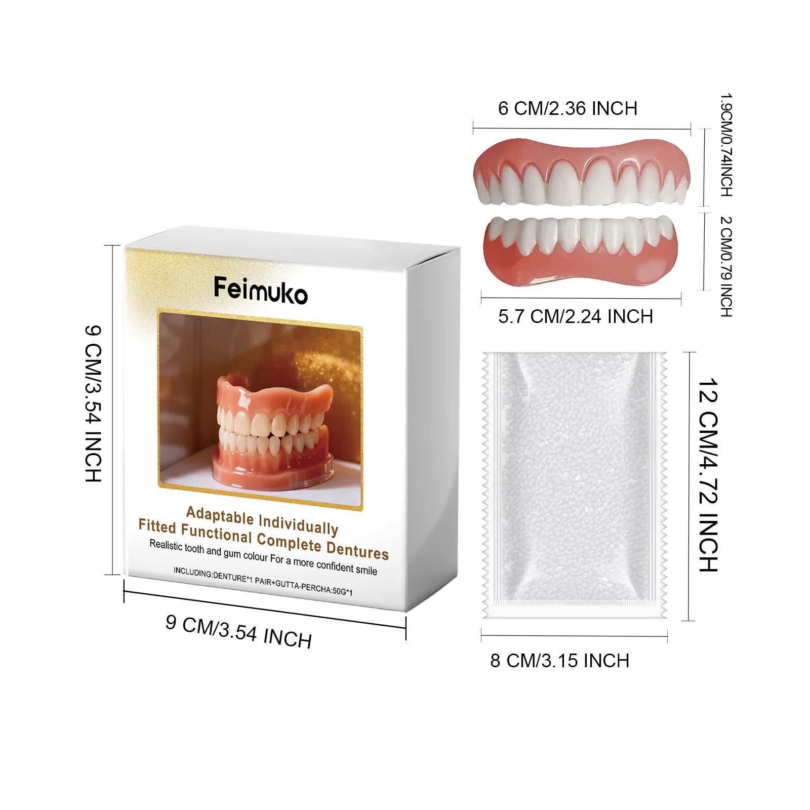 Denture Silicone Kit Soft Liners Upper And Lower Teeth Set - 15