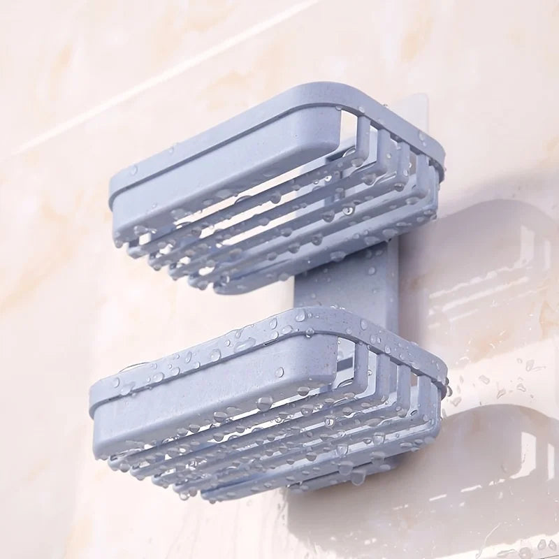 Double Layer Wall Mounted Soap Dish No Drill Bathroom Storage Rack