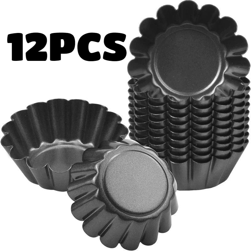 24PCS Non-Stick Egg Tart Molds Carbon Steel Fluted Baking Cups Set - 14