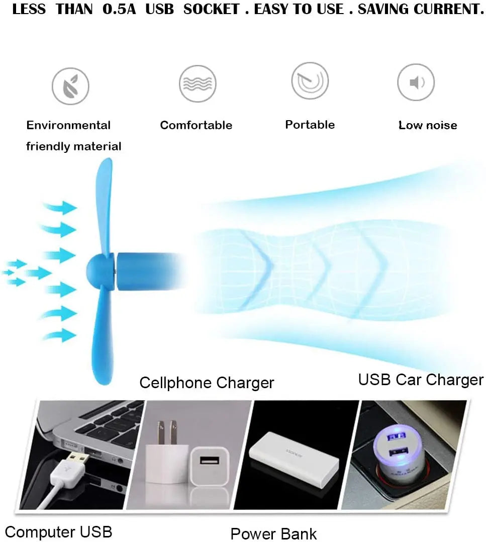 Portable Mini USB Fan Flexible Cooling Gadget for Laptop and Power Bank